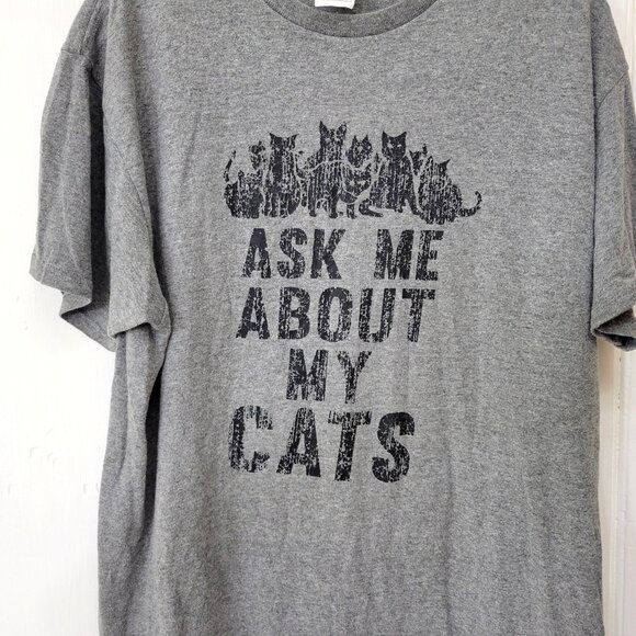 Ask Me About My Cats Gray T Shirt - Picture 2 of 4